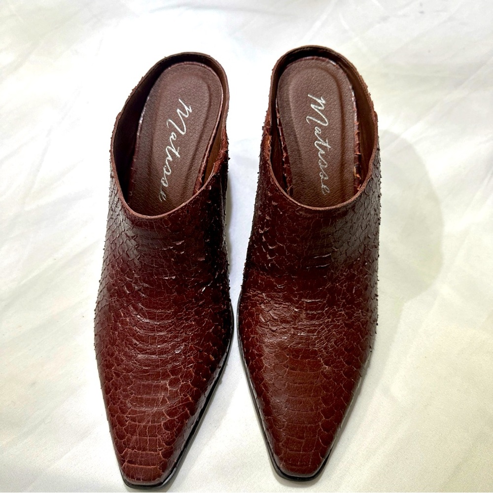 Matisse Mccarthy Snake Square Toe Block Heels Mules Womens Red Dress ~ Size 8.5